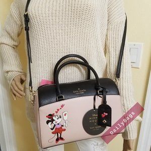 NWT KATE SPADE 100% AUTHENTIC MEDIUM DUFFEL MINNIE MOUSE CROSSBODY WARM VELLUM